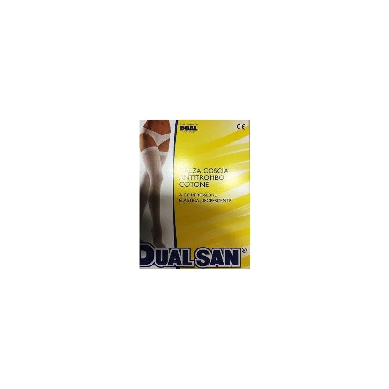 Dualsan monocollant antitrombo in cotone ambidestro compressione elastica decrescente senza tassello bianco unisex 1