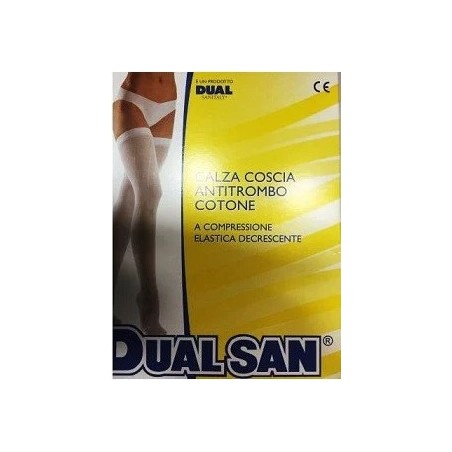Dualsan monocollant antitrombo in cotone ambidestro compressione elastica decrescente senza tassello bianco unisex 1
