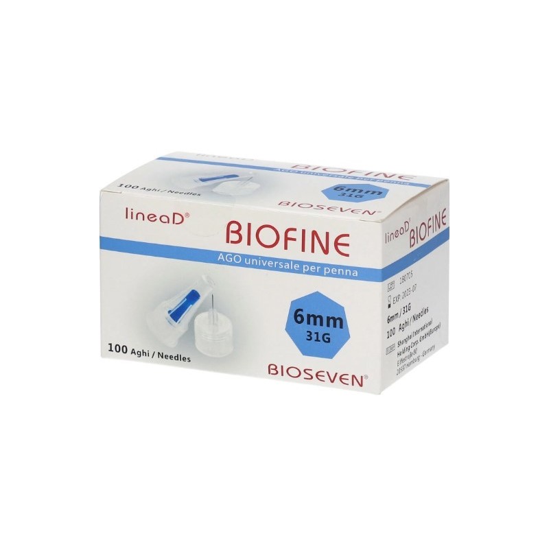 Ago per penna da insulina linea d biofine gauge 31 lunghezza6 mm 100 pezzi