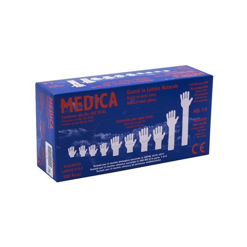 Guanti lattice con polvere large 100 pezzi