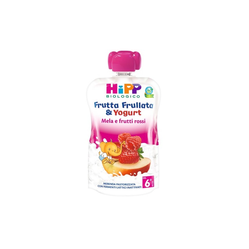 Hipp bio frutta frullata yogurt mela frutti rossi 90 g