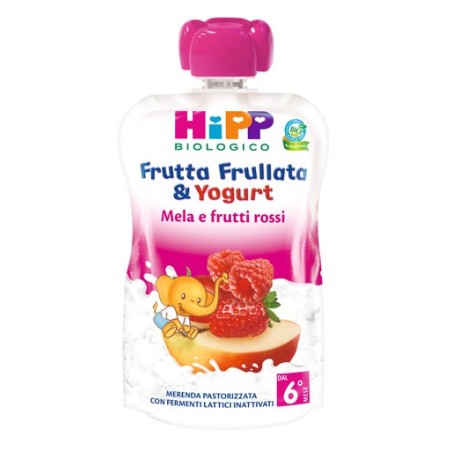 Hipp bio frutta frullata yogurt mela frutti rossi 90 g