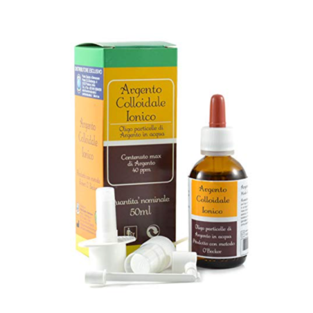 Argento colloidale ionico 40ppm certificato spray con contagocce + erogatore naso + erogatore gola + erogatore pelle