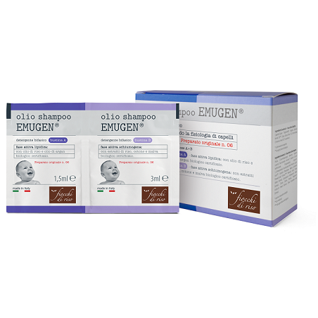 Fiocchi di riso emugen olio shampoo ultradelicato 10 bustineda 1,5 ml + 10 bustine da 3 ml