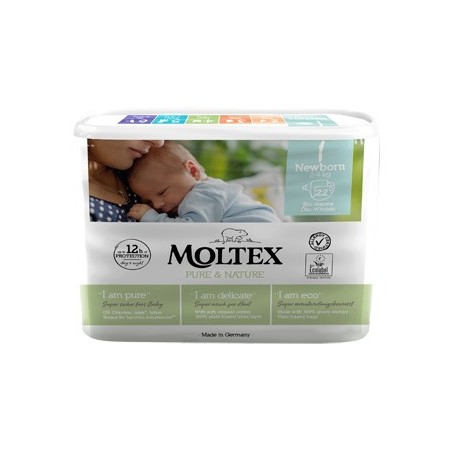 Pannolini moltex pure & nature new born 2-5 kg taglia 1 22 pezzi Pannolini moltex pure & nature new born 2-5 kg taglia 1 22 pezzi