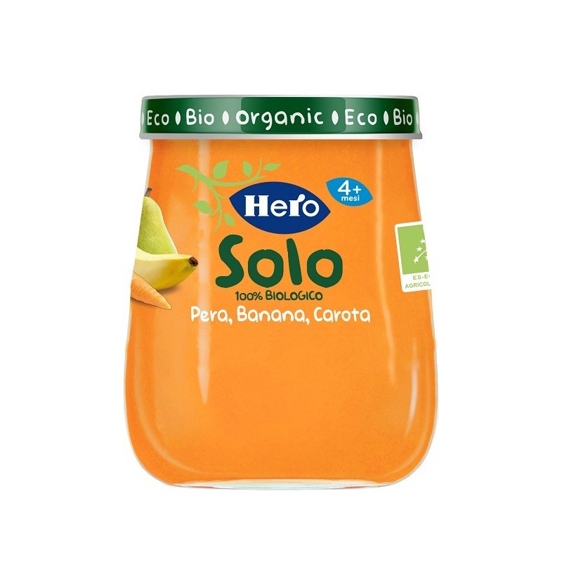 Hero baby omogeneizzato pera banana carota 100% bio 120 g