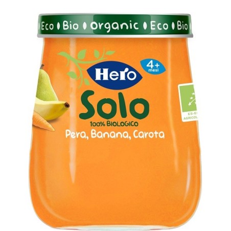 Hero baby omogeneizzato pera banana carota 100% bio 120 g