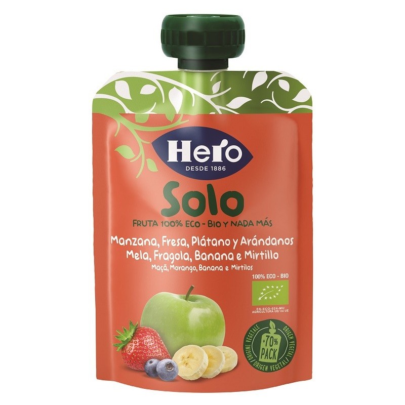 Hero solo frutta frullata 100% bio mela banana fragola 100 g