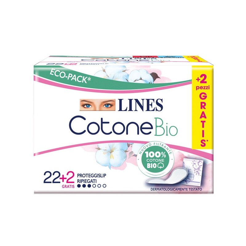 Lines cotone bio salvaslip ripiegati 24 pezzi