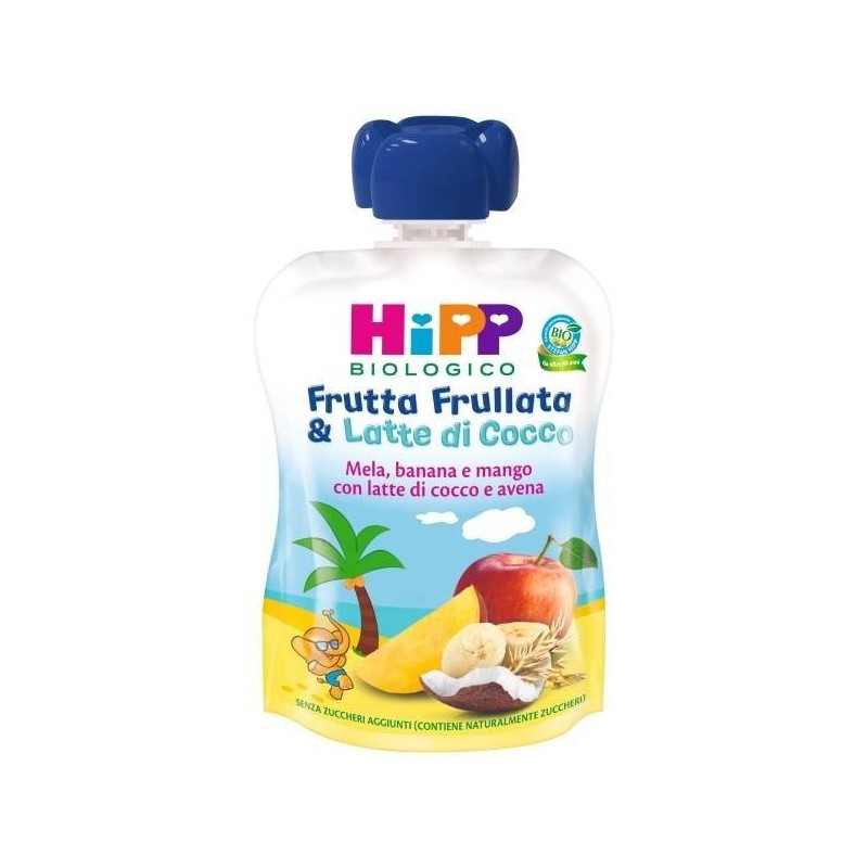 Hipp bio frutta frullata&latte di cocco mela banana con latte di cocco e avena 90 g Hipp bio frutta frullata&latte di cocco mela banana con latte di cocco e avena 90 g