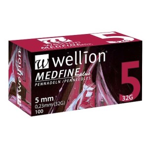 Ago per penna da insulina wellion medfine plus 5 32 gauge lunghezza 5 mm 100 pezzi