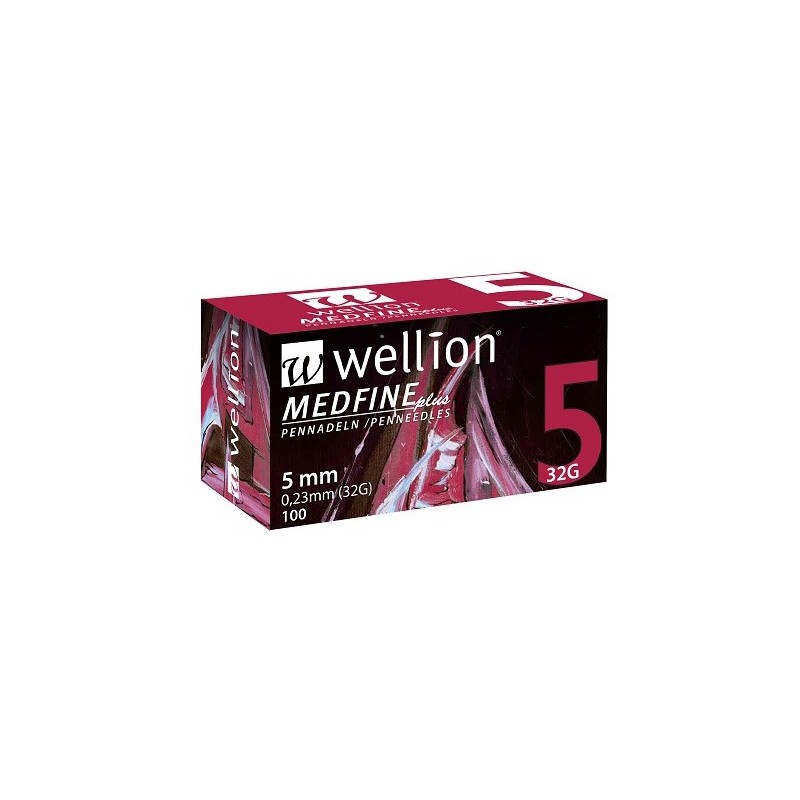 Ago per penna da insulina wellion medfine plus 5 32 gauge lunghezza 5 mm 100 pezzi