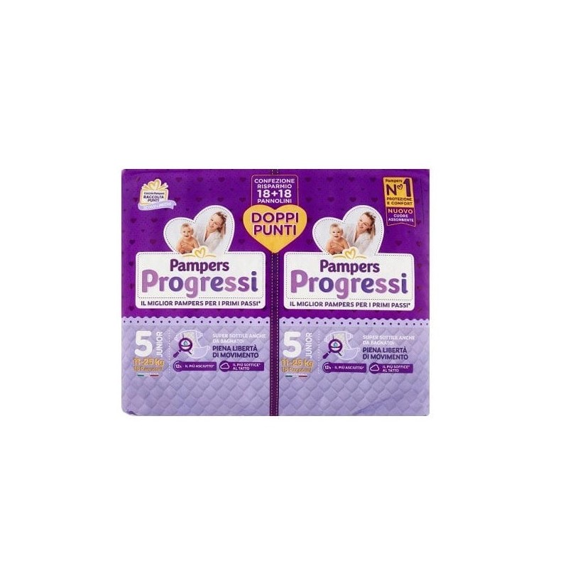 Pampers progressi pannolino junior pacco doppio 36 pezzi