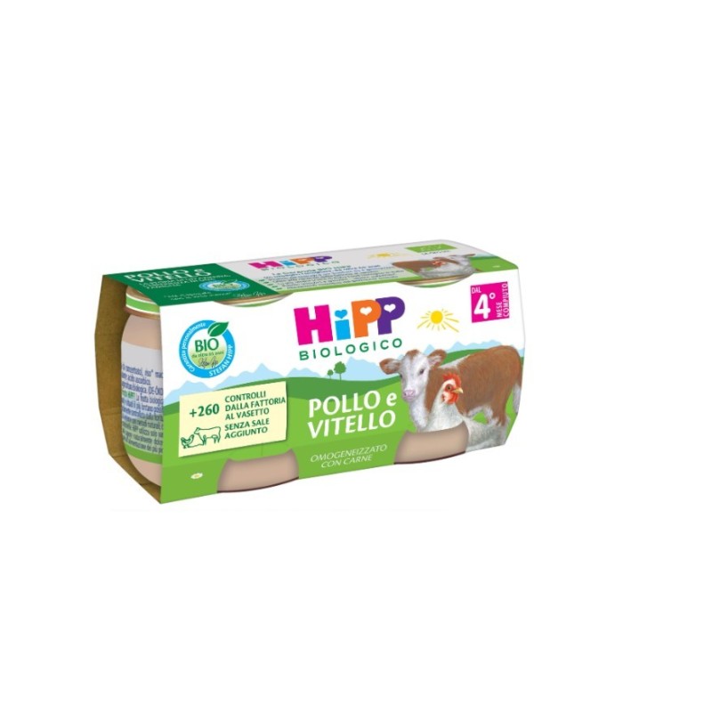 Hipp bio omogeneizzato pollo e vitello 2 pezzi da 80 g