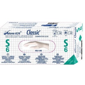 Guanto in lattice monouso non sterile con polvere naturex 626 classic misura medium 100 pezzi