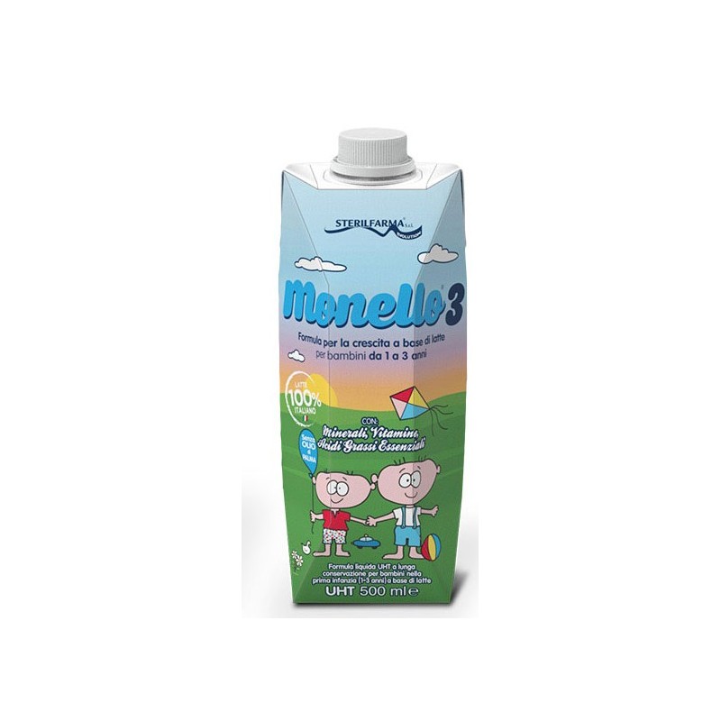Monello 3 formula per la crescita a base di latte per bambini da 1 a 3 anni liquido 500 ml