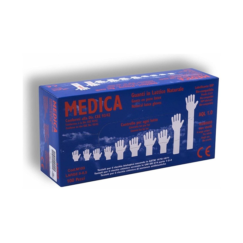 Guanti lattice con polvere small 100 pezzi