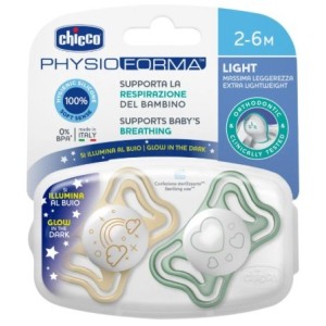 Chicco succhietto light lumi silicone 2-6m 2 pezzi