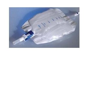 Sacca raccogli urina da gamba per incontinenza in pvc 750 mltubo raccordo diritto 30 cm+rubinetto scarico+valvola antireflusso+2