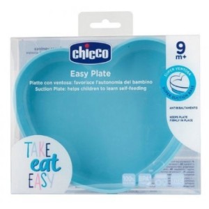 Chicco piatto cuore ventosa silicone blu
