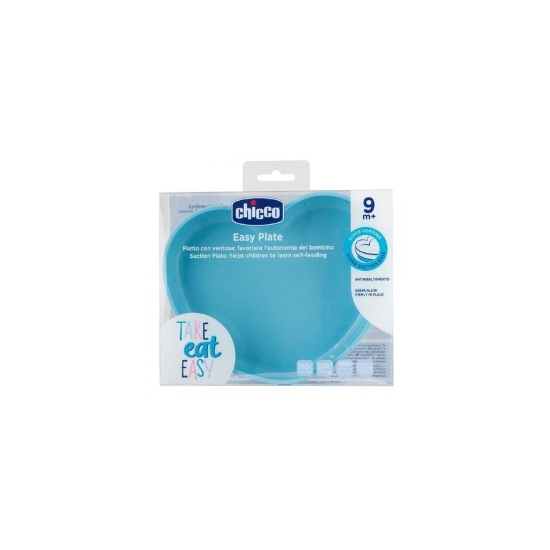 Chicco piatto cuore ventosa silicone blu