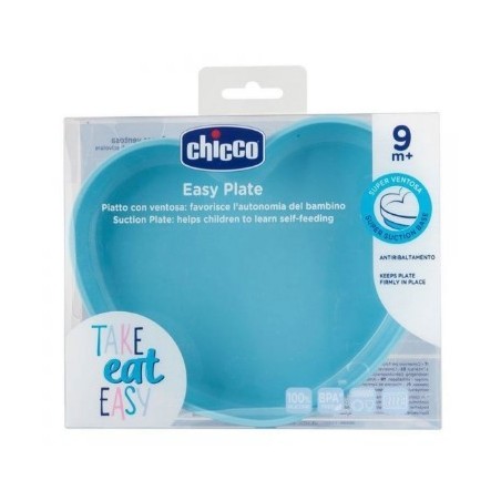 Chicco piatto cuore ventosa silicone blu
