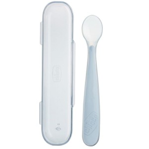 Chicco cucchiaio silicone con case grigio 6 mesi+