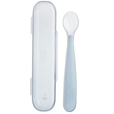 Chicco cucchiaio silicone con case grigio 6 mesi+