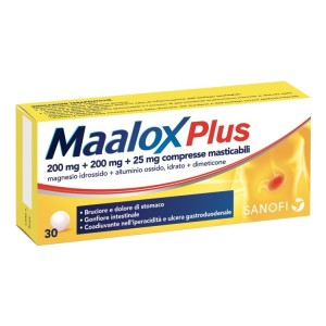 Maalox plus 30 compresse mast 200 mg + 200 mg + 25 mg
