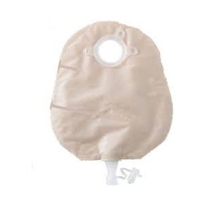 Natura+ sacca per urostomia con flangia tubicino di scaricosoft tap trasparente con telino di rivestimento lato cute tubicini di