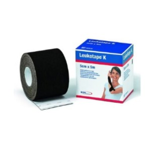 Benda adesiva actimove leukotape k taping fisioterapico larghezza 5 cm lunghezza 5 m colore nero in rotolo