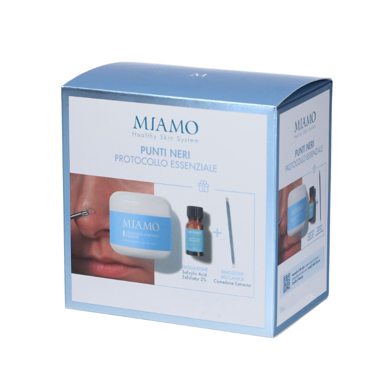 Miamo kit punti neri 1 cleansing purifying mask 60 ml + 1 salicidic acid exfoliator 10 ml + 1 blackhead tool Miamo kit punti neri 1 cleansing purifying mask 60 ml + 1 salicidic acid exfoliator 10 ml + 1 blackhead tool