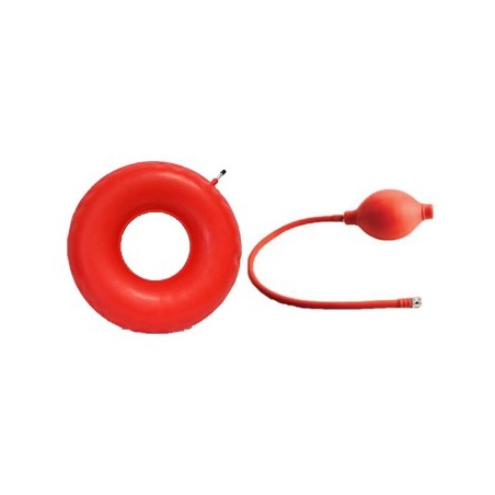 Ciambella gonfiabile per invalidi in gomma rossa team deluxecon pompa 45cm diametro