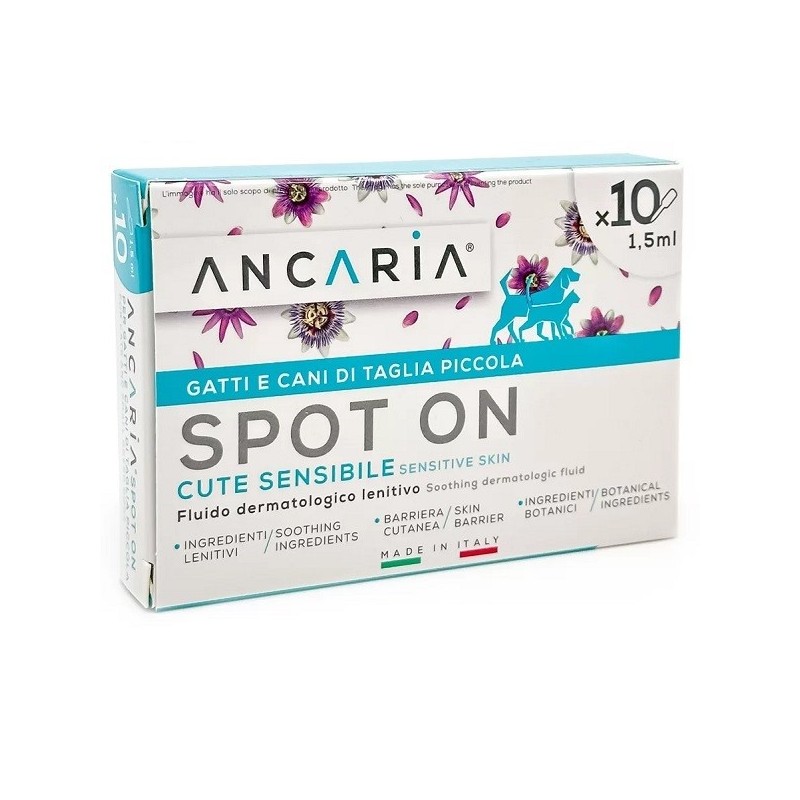 Ancaria spot-on gatti e cani taglia piccola 10 pipette x 1,5ml