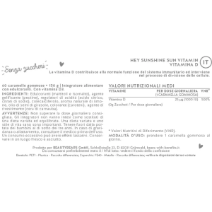 Hey sunshine sun vitamins mit d3 sugarfree 45 caramelle gommose