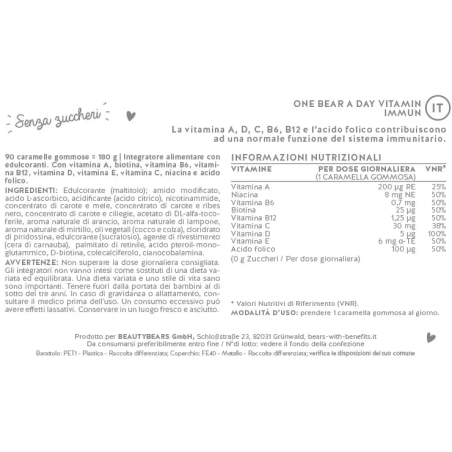 One bear a day vitamin immun boost mit vitamin c & d 45 caramelle gommose