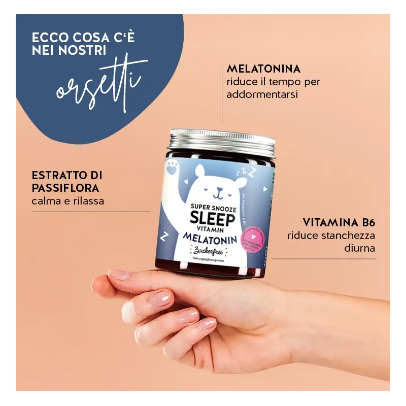Super snooze sleep vitamin with melatonin sugarfree 45 caramelle gommose