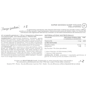Super snooze sleep vitamin with melatonin sugarfree 45 caramelle gommose