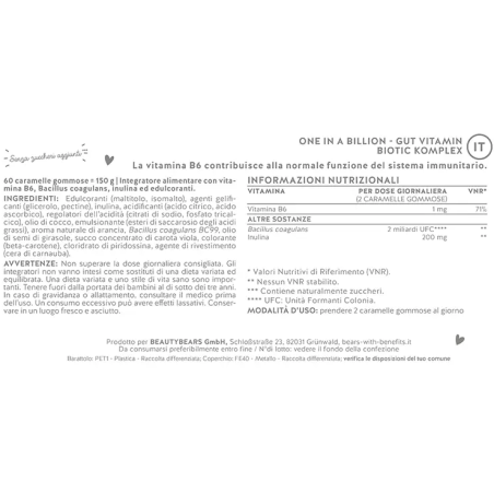 One in a billion gut vitamin biotic komplex 45 caramelle gommose