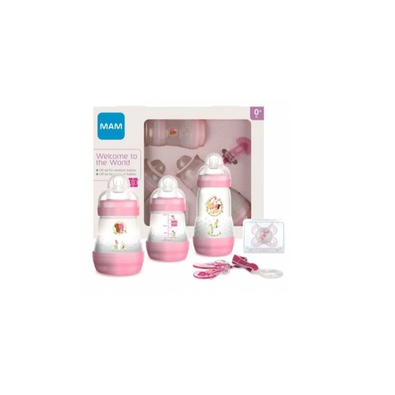 Mam set benvenuto al mondo femmina 3 biberon + 1 clip + 1 succhietto