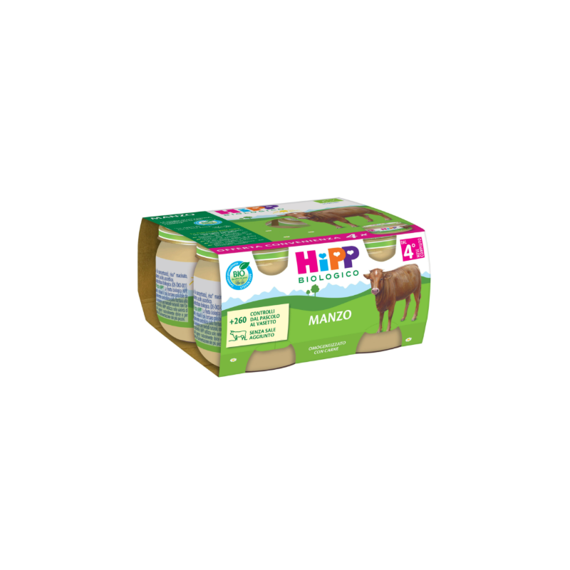 Hipp bio omogeneizzato manzo 4 pezzi da 80 g