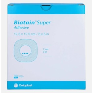 Medicazione biatain super tampone idrocapillare assorbente con bordo adesivo 12,5x12,5 cm 10 pezzi