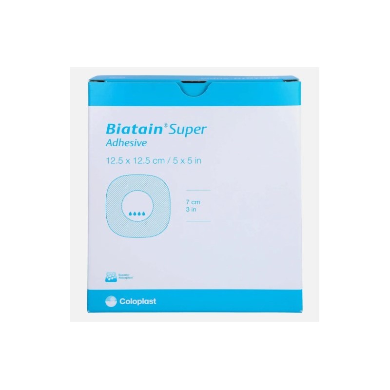 Medicazione biatain super tampone idrocapillare assorbente con bordo adesivo 12,5x12,5 cm 10 pezzi