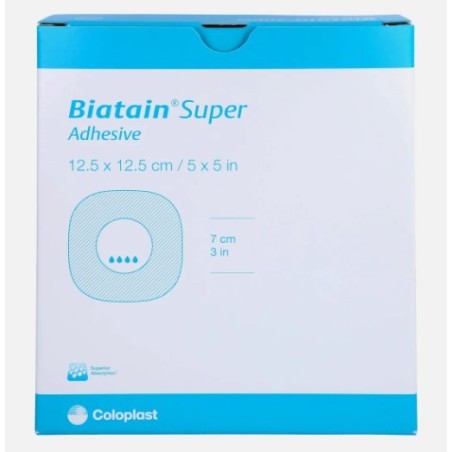 Medicazione biatain super tampone idrocapillare assorbente con bordo adesivo 12,5x12,5 cm 10 pezzi