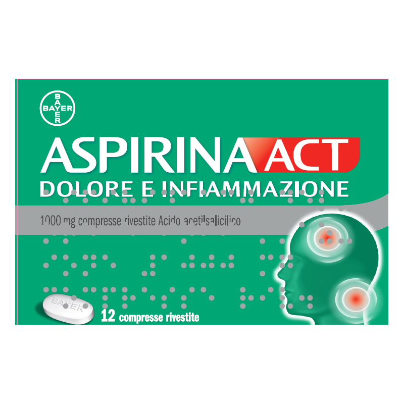 Aspirinaact dolore e infiammazione 12 compresse riv 1.000 mg