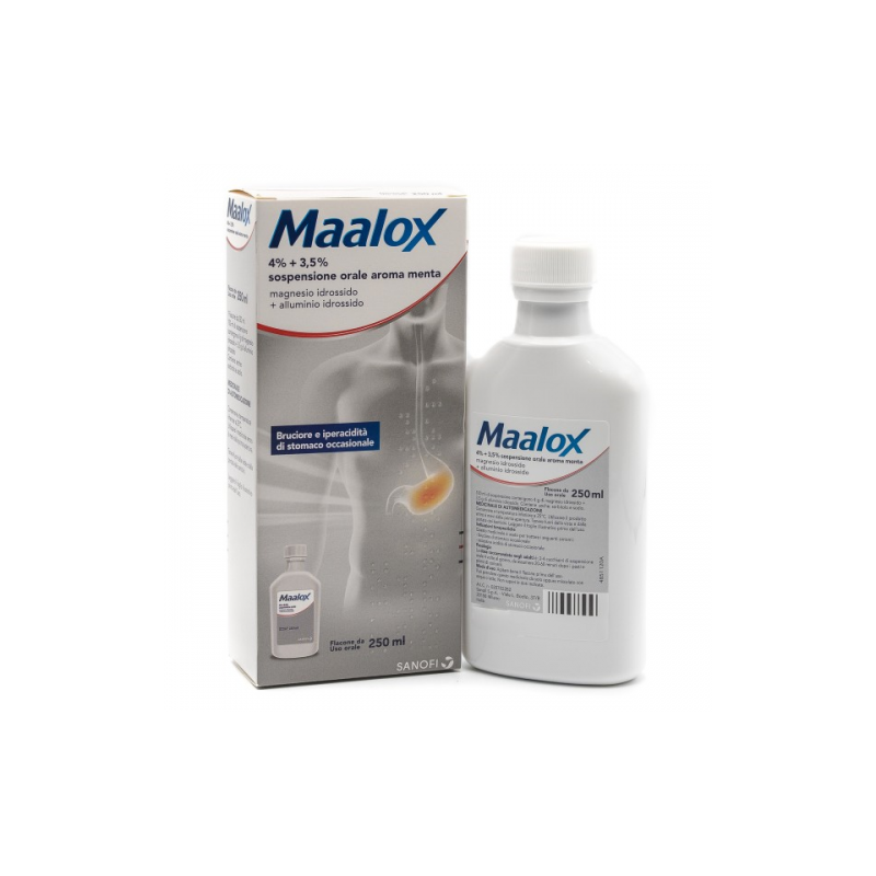 Maalox orale sosp 250 ml 4% + 3,5% aroma menta flacone