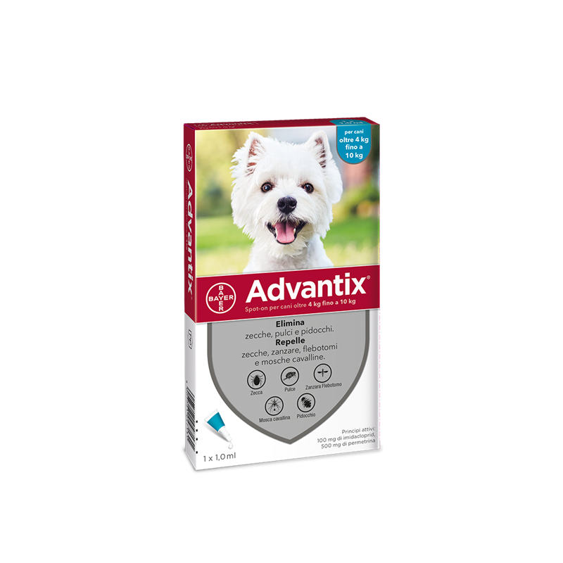 Advantix spot-on per cani oltre 4 kg fino a 10 kg