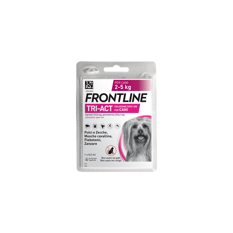 Frontline tri-act soluzione spot-on per cani di 2-5 kg