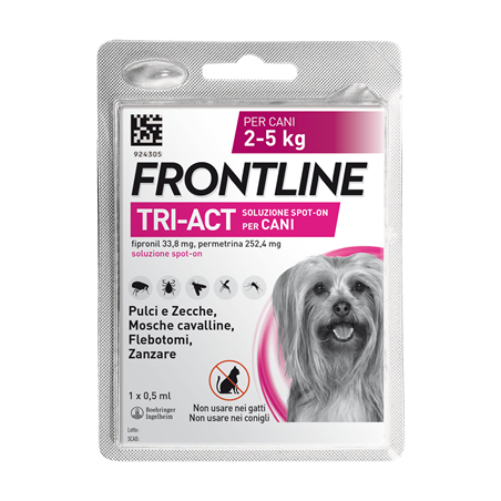Frontline tri-act soluzione spot-on per cani di 2-5 kg