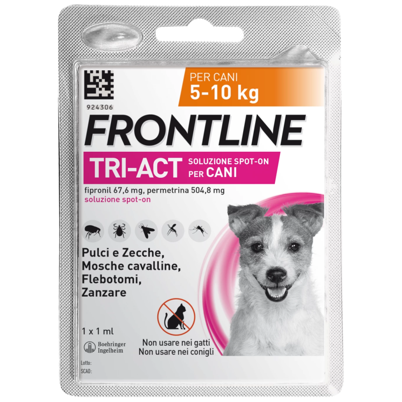 Frontline tri-act soluzione spot-on per cani di 5-10 kg